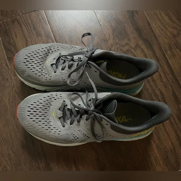 HOKA ONE ONE Clifton 7 Men Road Running Gray Mesh Sneakers Size 9 Men’s - Picture 8 of 12